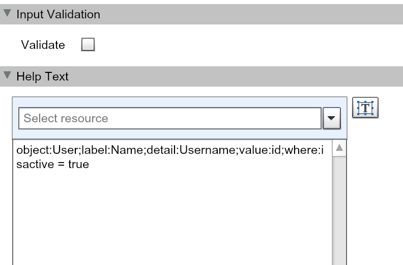 variables that the autocomplete needs to query in the "Help Text"