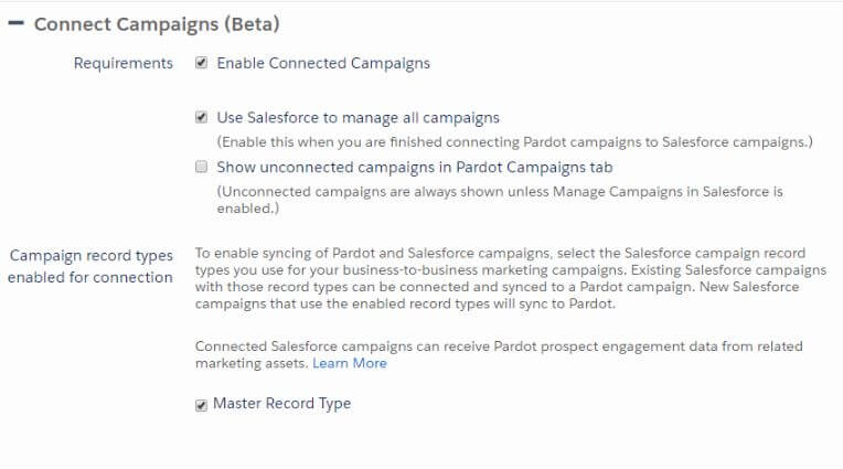 Connect Campaigns (Beta) Pardot Configuration 
