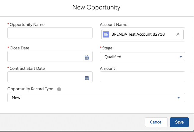 Quick Action Layout Opportunity Contact Role