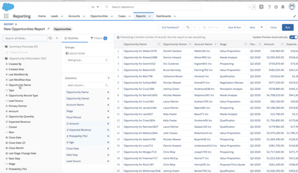 Salesforce Lighting Reporting.