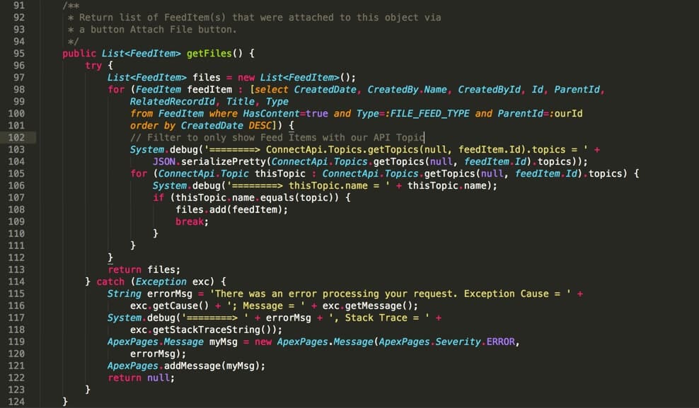getFiles Controller Method for additional topic filtering in Chatter