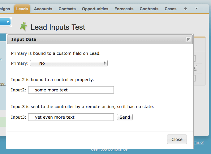 Visualforce Input Data