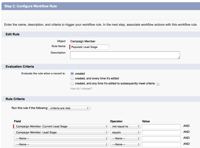 Populate Lead Stage Workflow